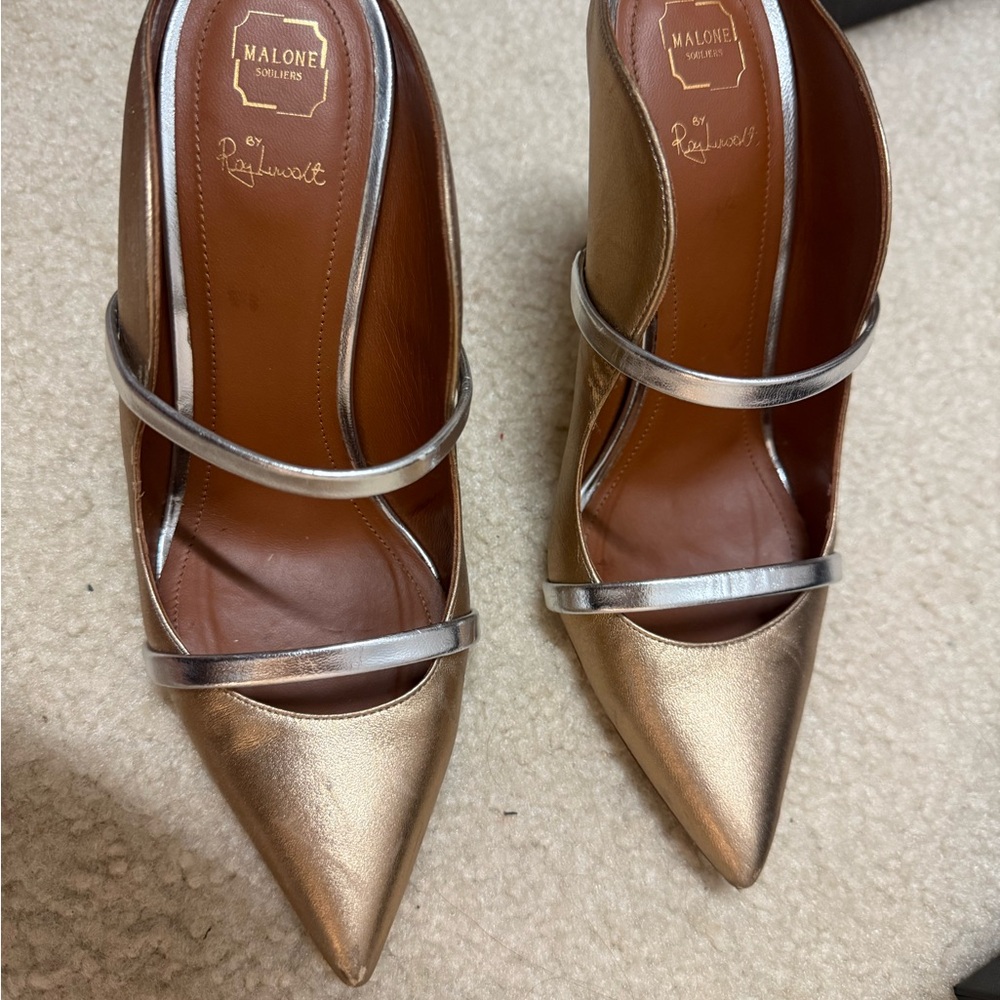 Malone Souliers Metallic Gold Heels